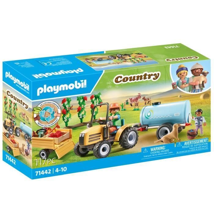 PLAYMOBIL 71442 Contadino con trattore e autocisterna, Vita di campagna in fattoria, 117 pezzi, Età 4+