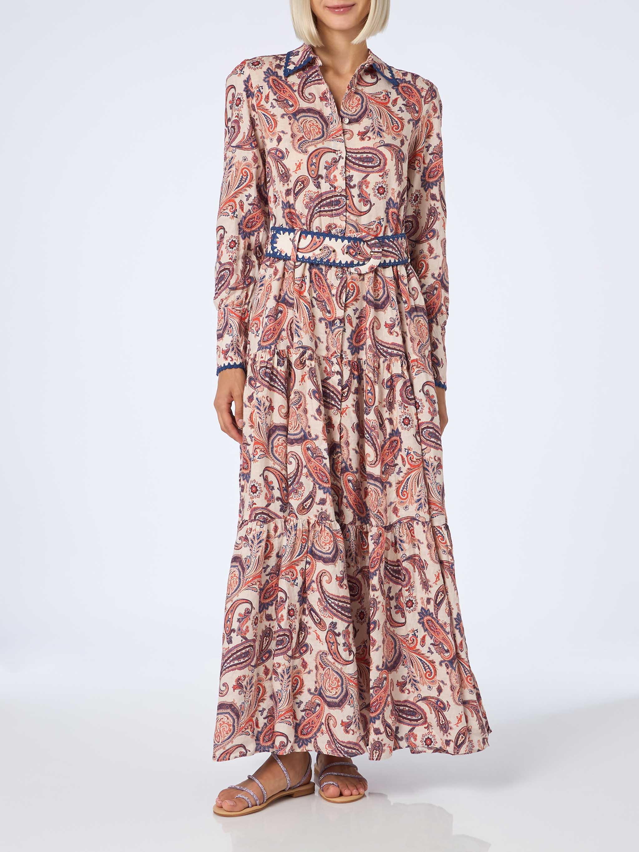 Marbella linnen jurk voor dames met paisleyprint