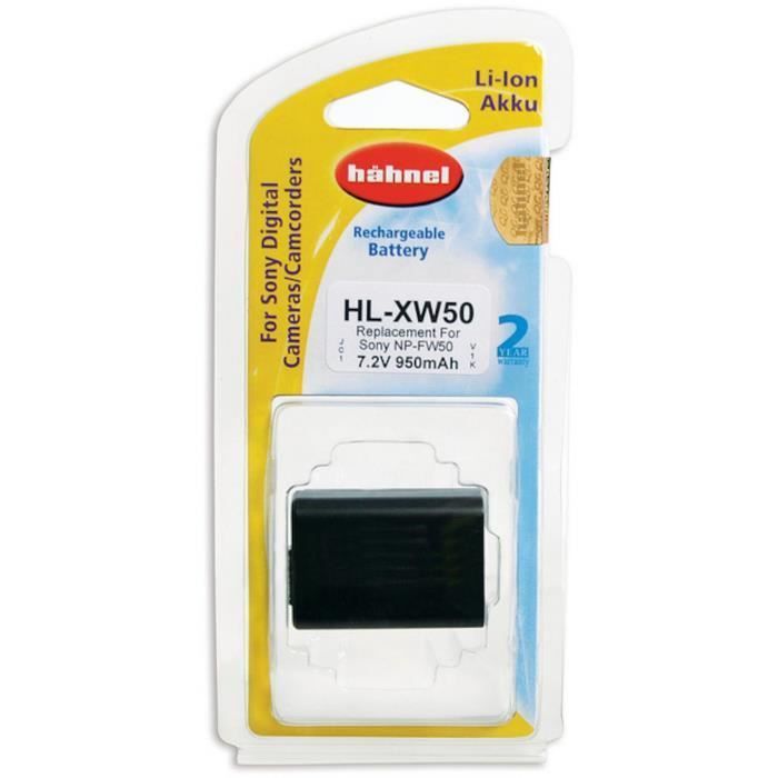 HAHNEL HLXW50 Batterie li-ion conçue pour les appareils photo numériques Sony utilisant une batterie NP-FW50