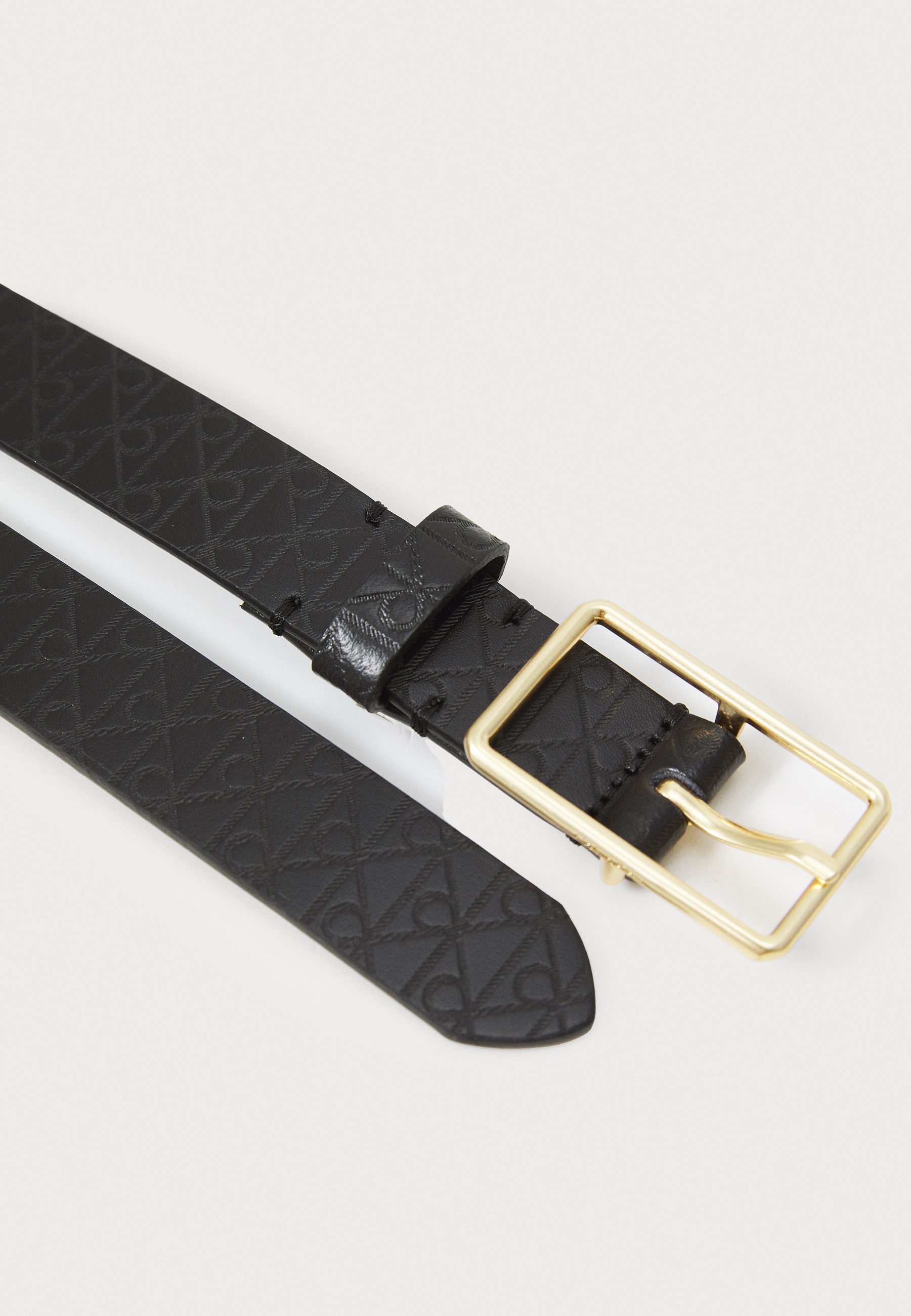 Calvin Klein logo over de hele riem - zwart/antiek lichtgoudkleurig