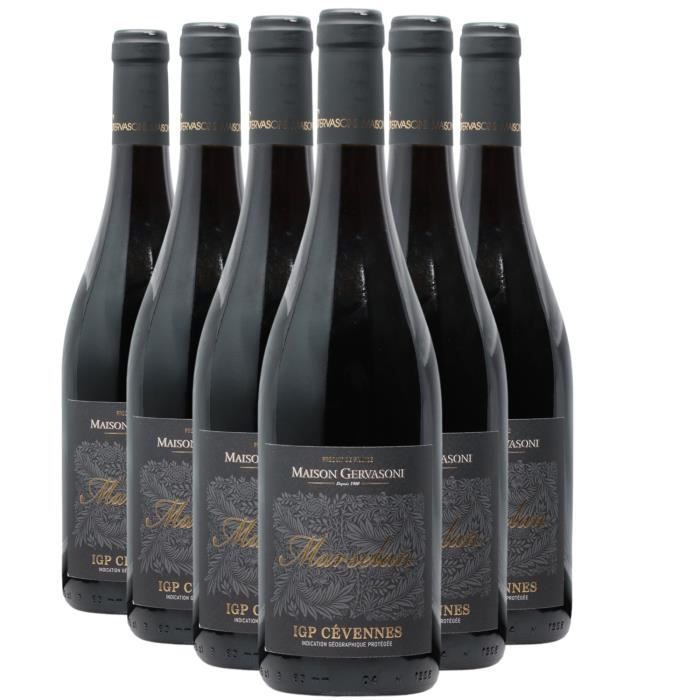 Cévennes Marselan Rouge - Lot de 6x75cl - Maison Gervasoni - Vin IGP Rouge de la Vallée du Rhône - Cépage Marselan