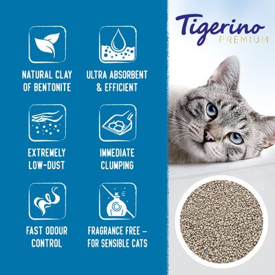 Tigerino Premium Katzenstreu – Sensitiv (unparfümiert)
