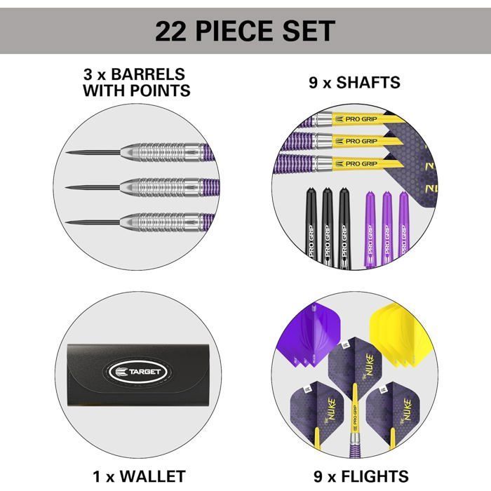 Jeu de fléchettes à pointe en acier - ESTAMPILLE - Luke Littler - Laiton - 26mm - Pro Grip shafts - Pro Ultra flights