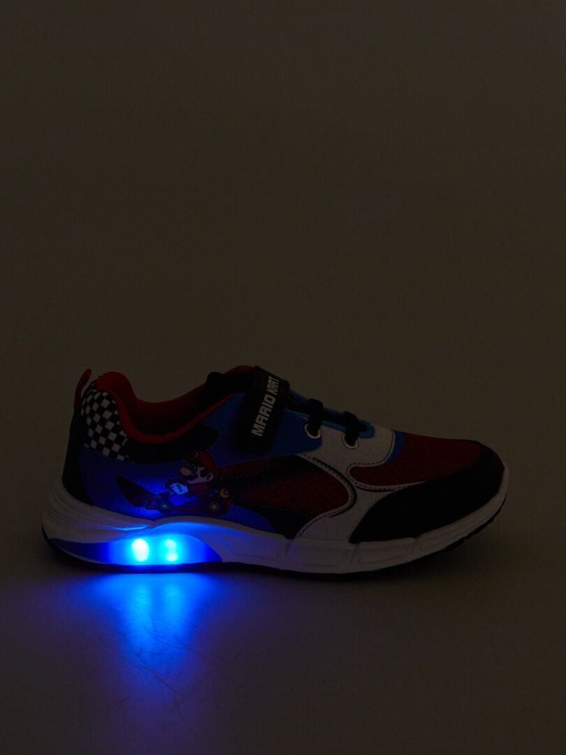 Tênis Mario Kart com velcro e luzes de LED - Preto