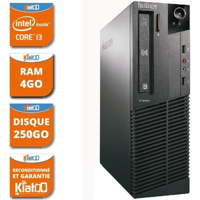 Ordenador de sobremesa LENOVO M81 Core i3, 4 GB de RAM, disco duro de 250 GB, PC reacondicionado con WINDOWS 7.