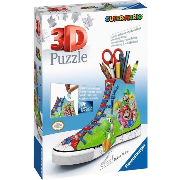 Puzzle 3D de zapatillas de Super Mario - Ravensburger - 108 piezas - No requiere pegamento - Para mayores de 8 años