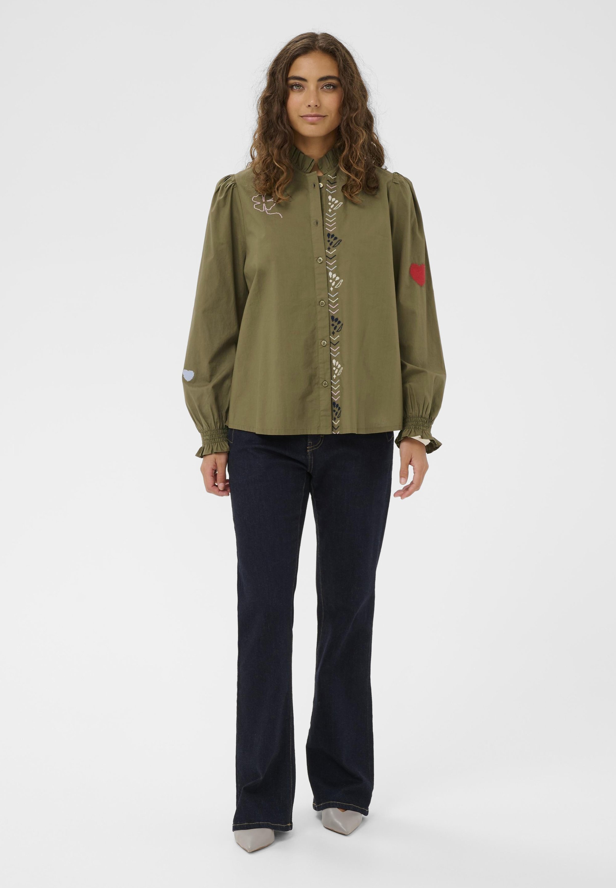 Culture OLENEA - Blouse met knoopsluiting - olijfgroen