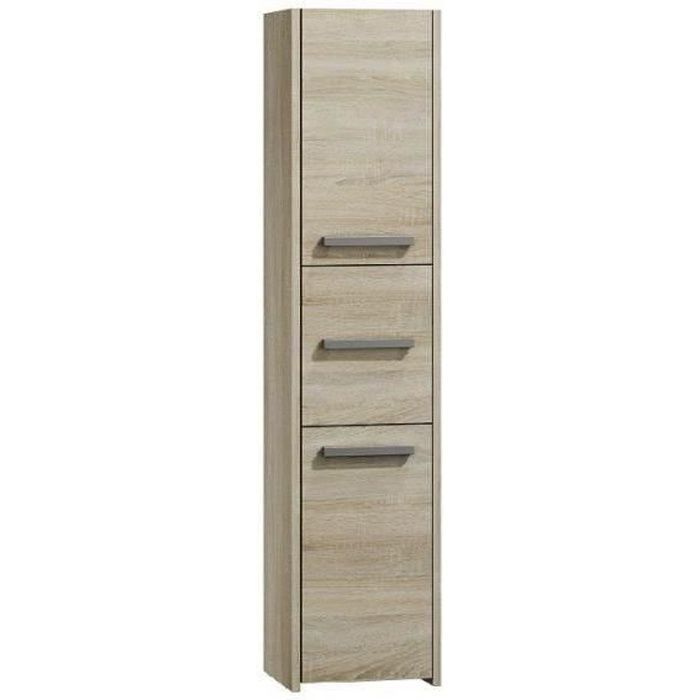Mueble columna de almacenamiento para baño/aseo - HUCOCO - VERONA - 170x40x30 cm - Madera Sonoma