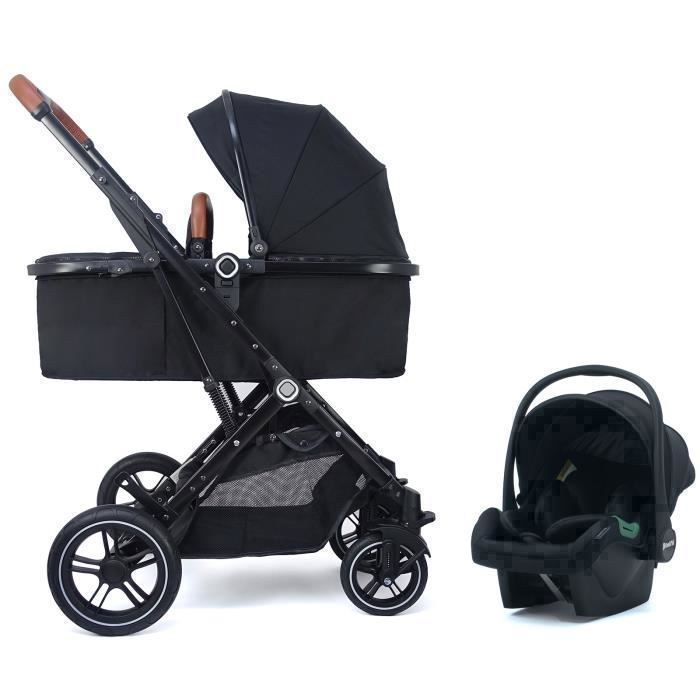 Pixini Lania 3-in-1 Stroller Set - Stroller, Carrycot, Car Seat - Black