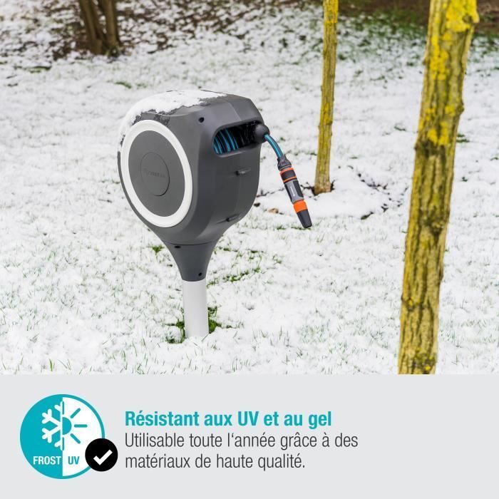 GARDENA RollUp S 15m Automatic Hose Reel with White Trim - Complete Kit - 5 Year Warranty