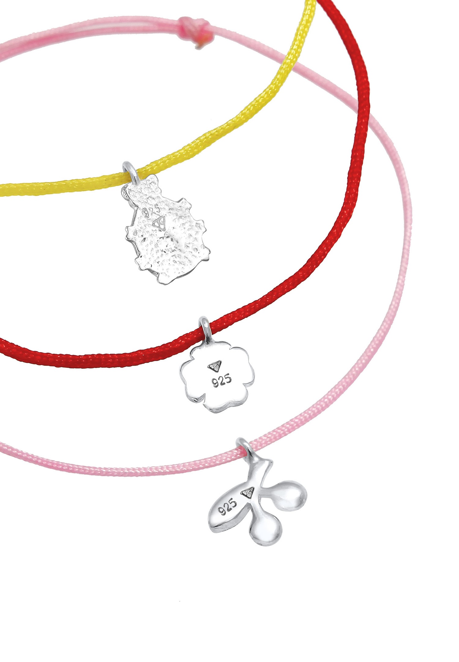 Elli Ensemble pour enfants coccinelle Clover Leaf Cherry Set Cute Colorful Adjustable with Enamel and Crystals in 925 Sterling Silver