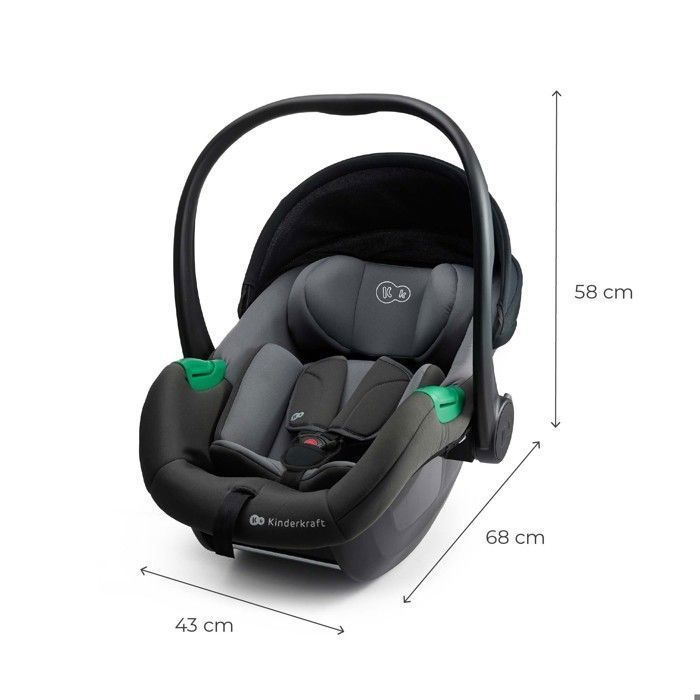 Silla de coche infantil Kinderkraft MINK PRO 2 i-Size (40–87 cm) + base ISOFIX MINK FX 2, H-GUARD+, SPS+, ultraligera (3,2 kg), gris.