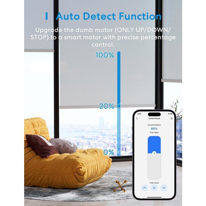 Interruptor para persiana enrollable con conexión WiFi - Compatible con Apple HomeKit y control remoto - SE REQUIERE CABLE NEUTRO