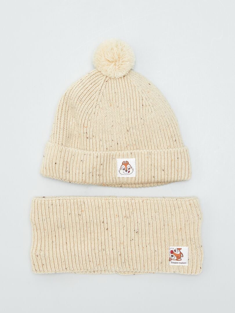 Conjunto de gorro e cachecol quente - BEGE