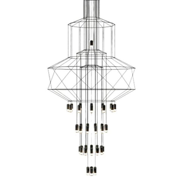 Lampa wisząca LINEA-43 czarna 90 cm glamour duża