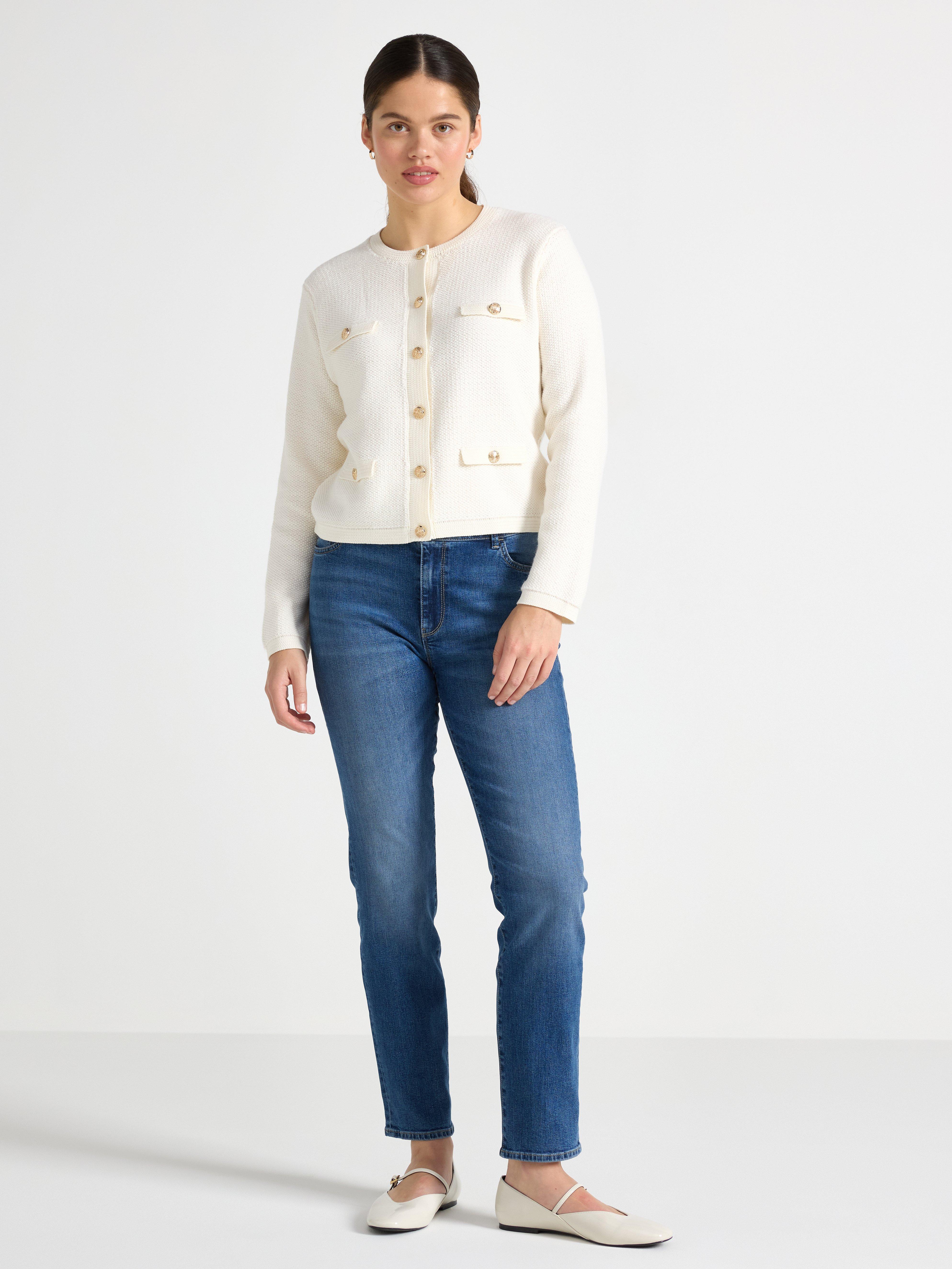 Stickad cardigan Light Dusty White