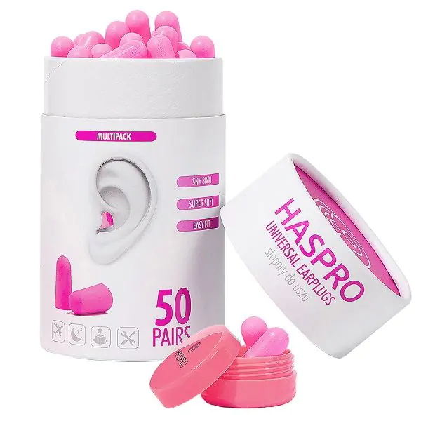 Haspro Tube, Stopery do uszu piankowe, Kolor różowy