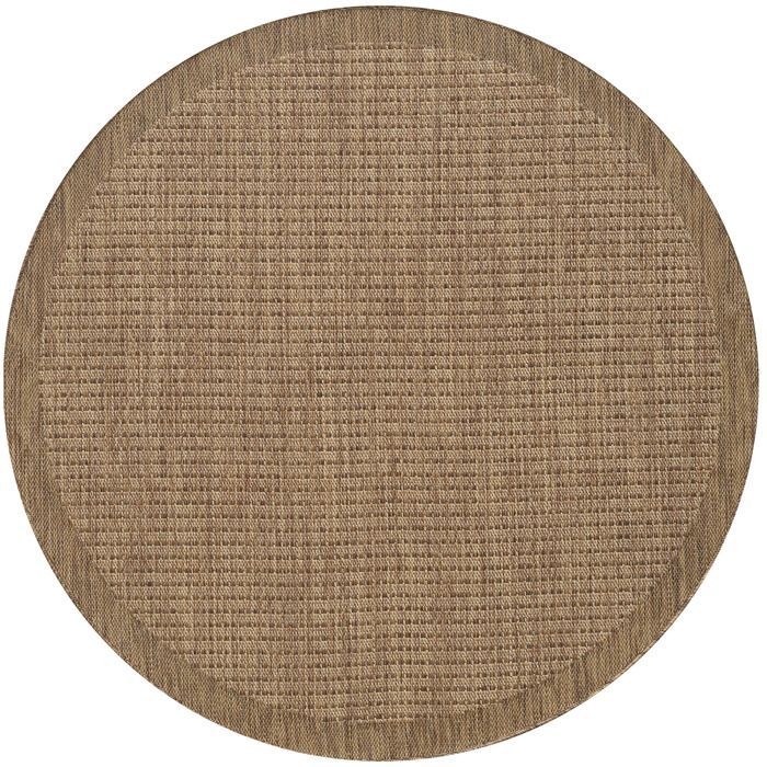 200cm Round Brown Outdoor Rug - Plain Color Flat Weave Rug for Balcony, Kitchen and Terrace - Weather Resistant