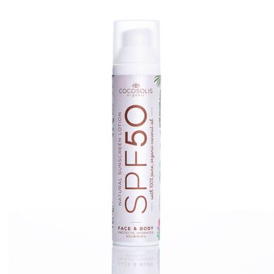 Cocosolis Natural Sunscreen Lotion SPF50 Solskyddsmedel för ansikte och kropp, mineralfilter, 100ml