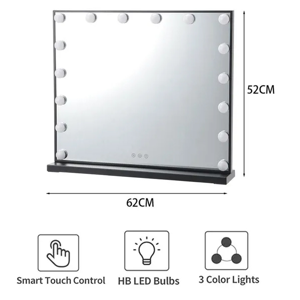 Espelho de maquilhagem LED Livingandhome 62x52cm