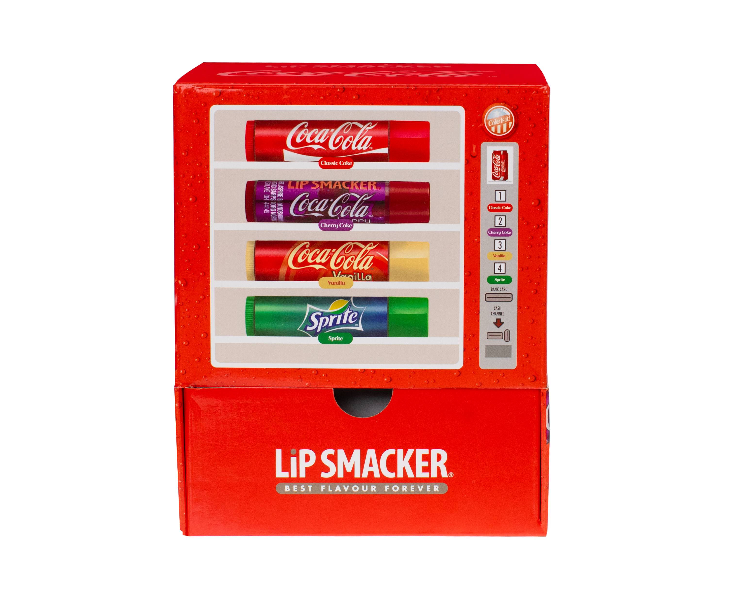 „Coca-Cola“ prekybos automatas Lūpos: balzamai ir priežiūra