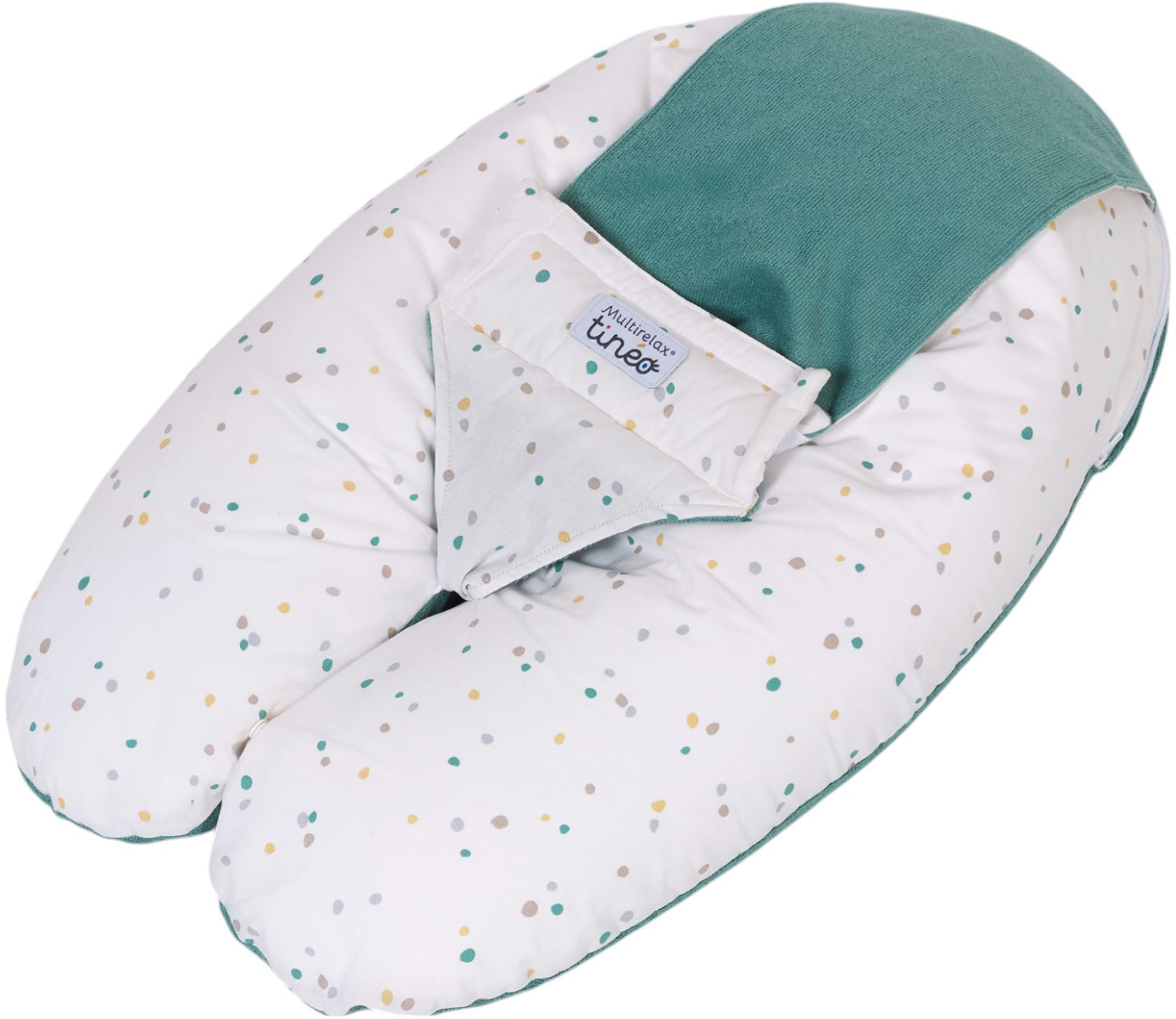 Coussin de maternité 3-en-1 - TINEO - MULTIRELAX - Tissu éponge - Vert / Pois