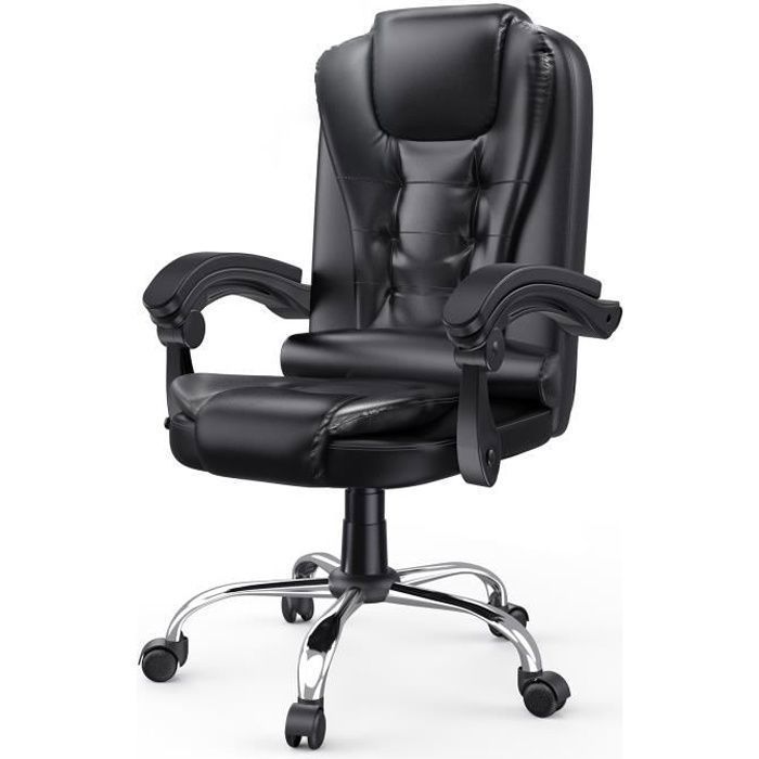 Silla de oficina ergonómica - Silla de oficina Rattantree - Altura regulable - Giratoria - Acolchado doble grueso - Negra