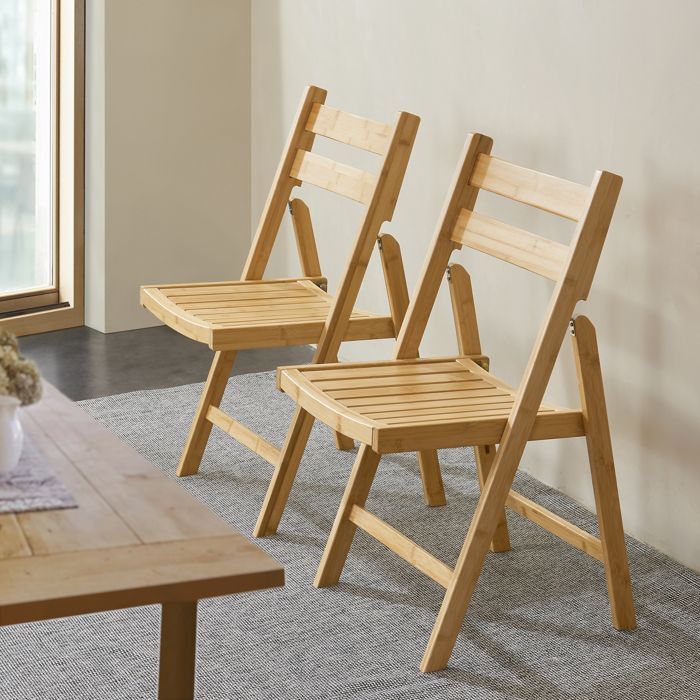 Set di 2 sedie pieghevoli Gran in bambù, 78 x 45 x 40 cm, colore naturale.