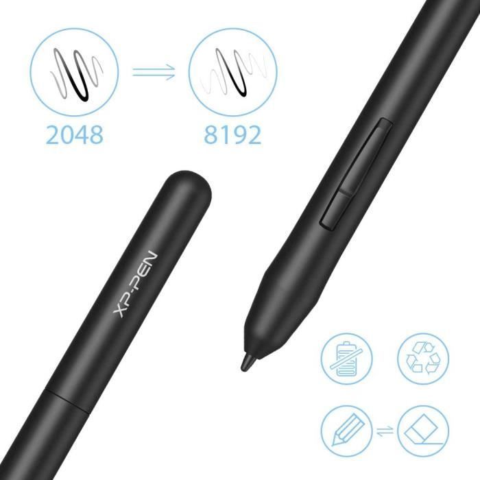 Mesa digitalizadora XP-PEN Star03 V2 de 12 polegadas com caneta passiva, 8192 níveis de sensibilidade à pressão e 8 teclas de atalho.