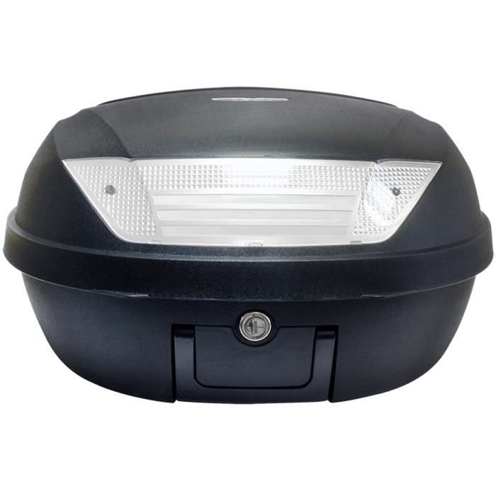 S-LINE - Baúl para motocicleta de 52 L, negro mate, dimensiones: 58 x 45 x 32,5 cm (para 2 cascos), placa de montaje y asa.