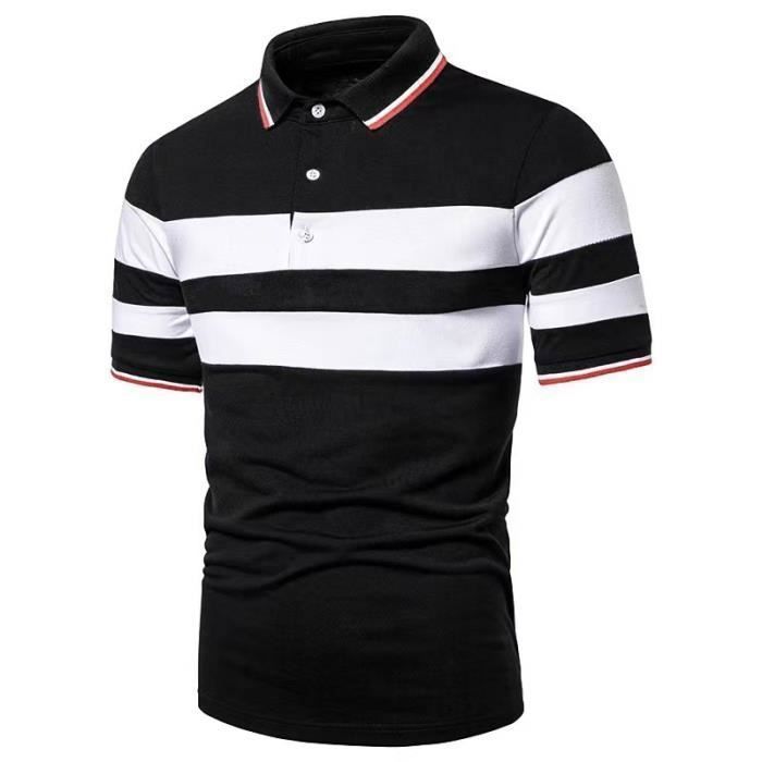 Men's Polo Shirt, Casual 3-Button Lightweight Polo Shirt with Collar, Short Sleeve Slim Fit for Golf and Tennis - Black