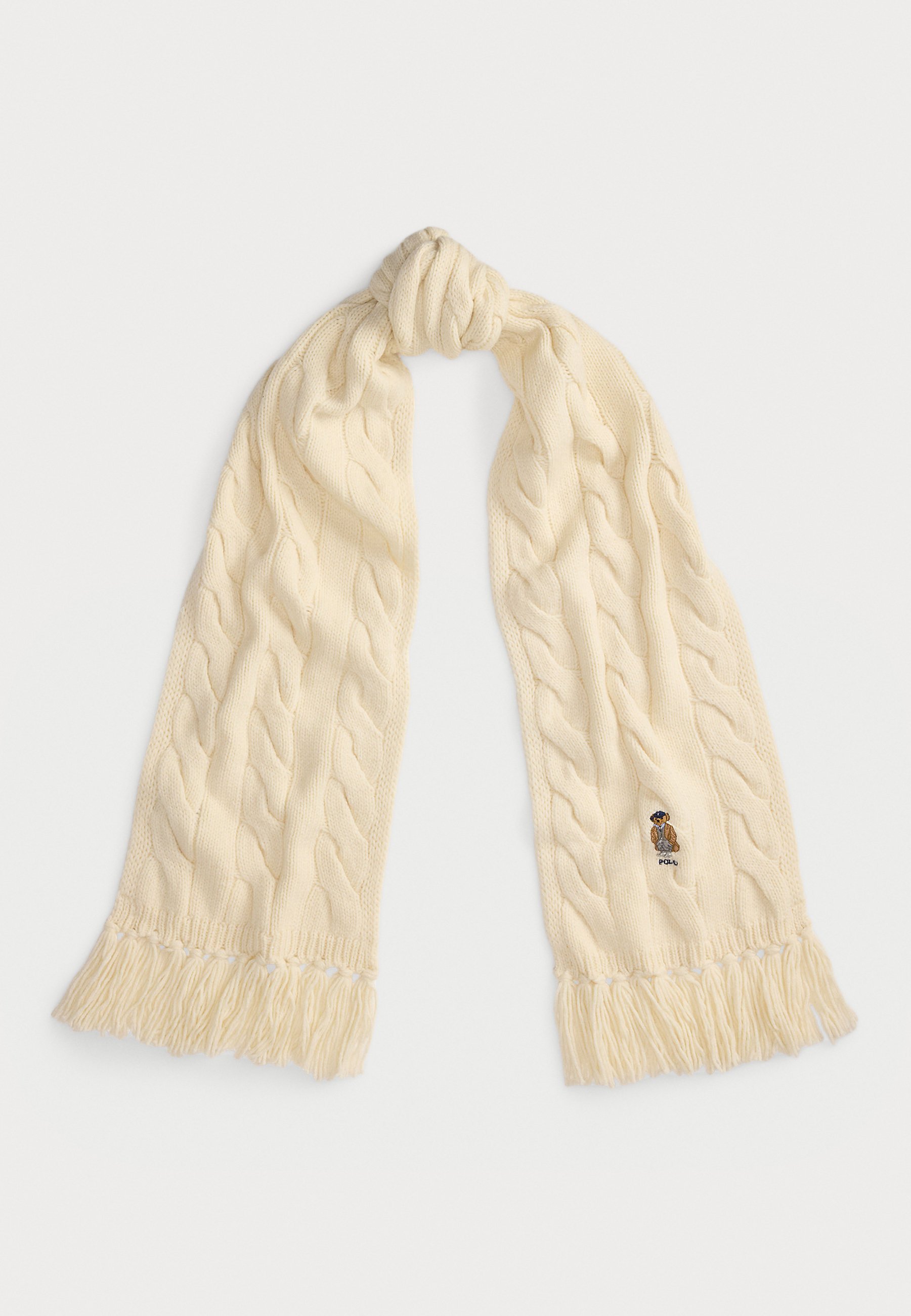 Cachecol Polo Ralph Lauren POLO BEAR em malha trançada de lã - Cachecol - creme