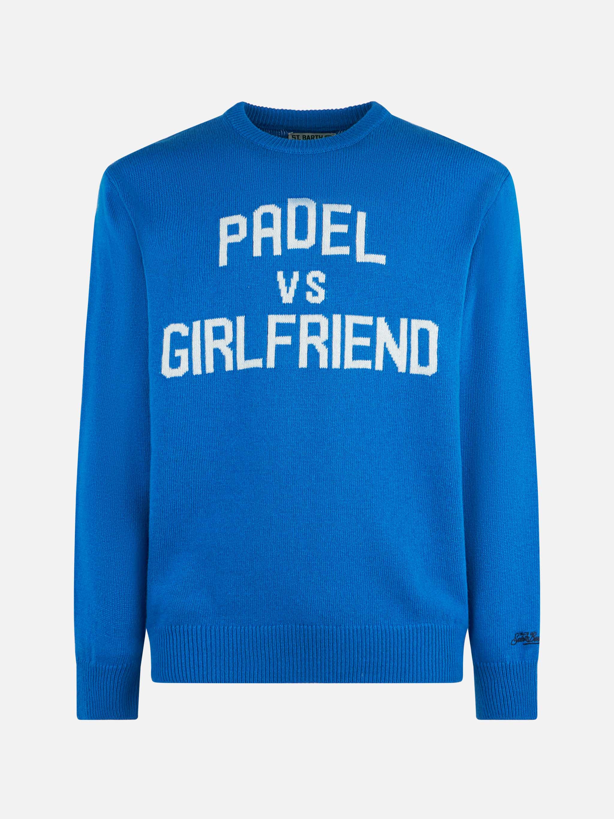Maglione da uomo girocollo con stampa jacquard Padel vs Girlfriend