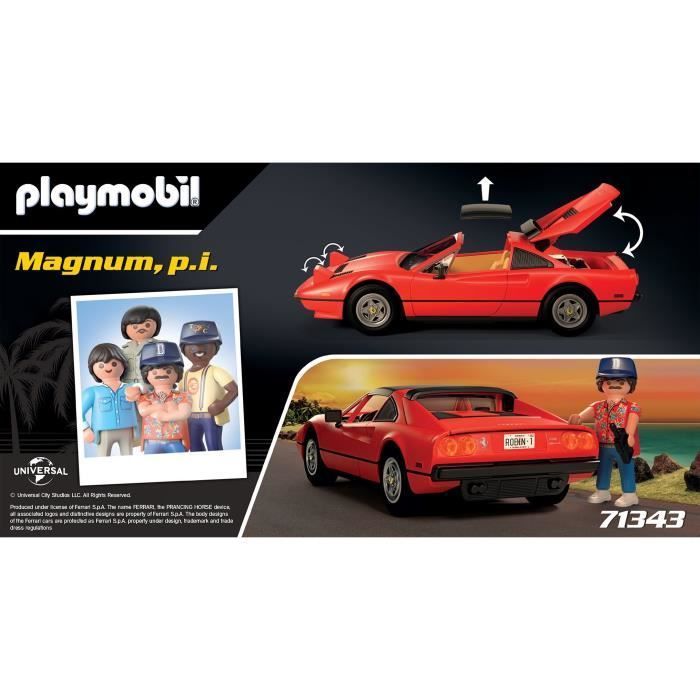 PLAYMOBIL 71343 Magnum Ferrari 308GT, Klassieke auto's, Volwassenen, Verzamelauto, 48 onderdelen