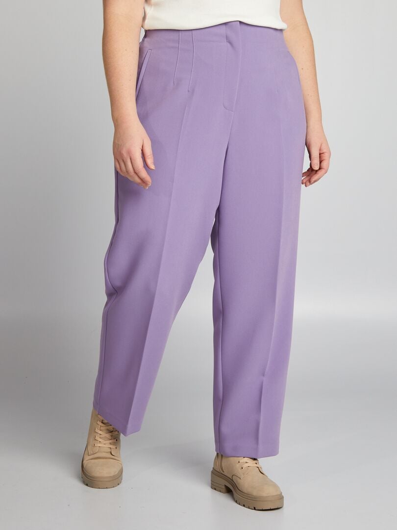 Rechte broek met hoge taille - PAARS