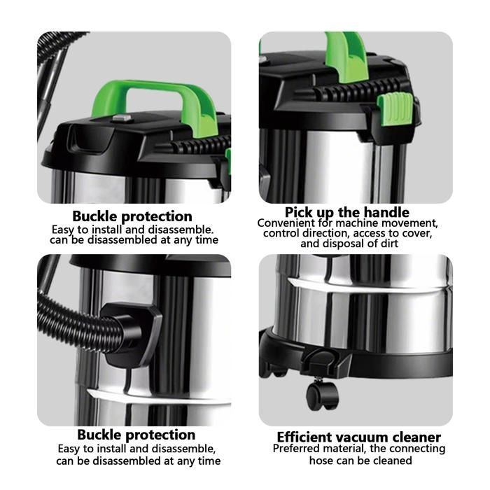 Aspiradora vertical sin bolsa de 2500 W y 16 L para uso en seco y húmedo, aspiradora industrial con ruedas, duradera y resistente.