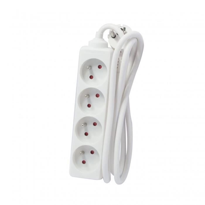 Prelungitor CHACON cu 4 prize, 16A, 5m, alb