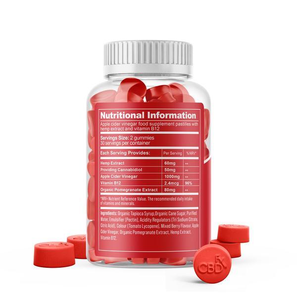 CBDfx Caramelle gommose all'aceto di mele, confezione da 60 pezzi, 1500 mg | Salute | Superdrug