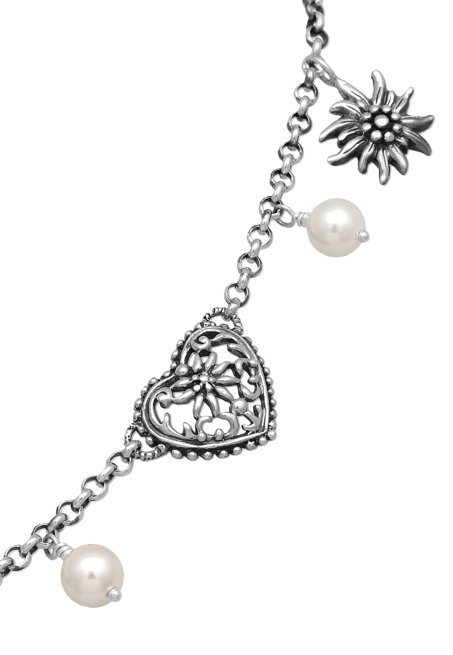 Elli Femmes Charivari Dirndl chaîne Brezel cœur en argent sterling 925