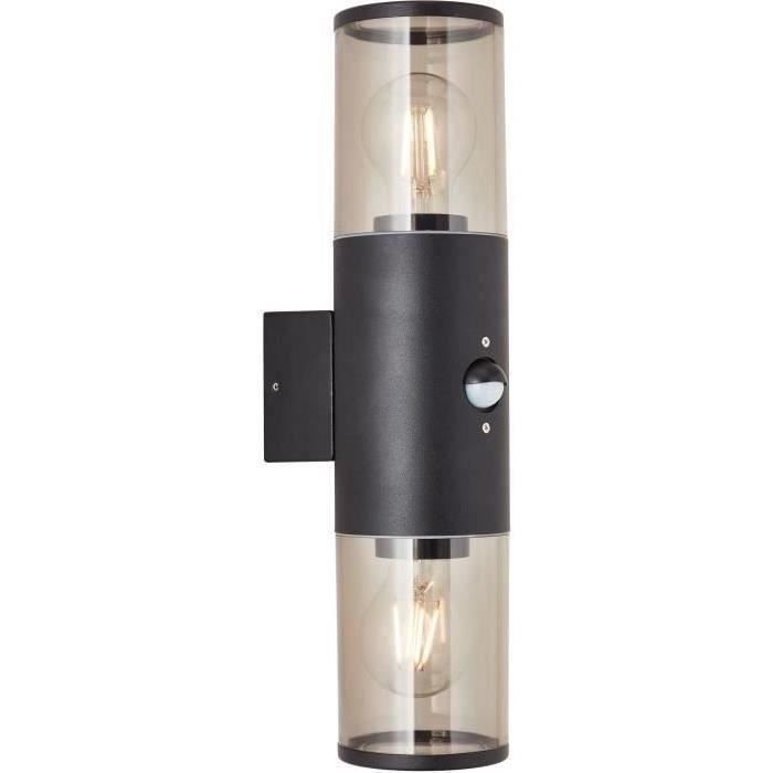 SERGIORO buitenwandlamp - BRILLIANT - 2L met bewegingssensor - matzwart - aluminium/kunststof - IP44