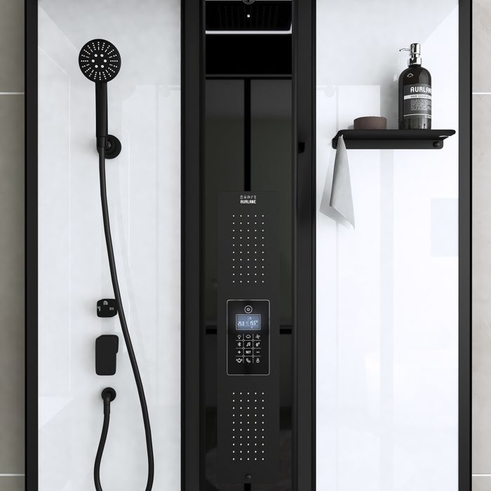 Cabina de ducha rectangular de 115x90x218 cm - Función de baño de vapor, chorros de hidromasaje, iluminación LED y Bluetooth.
