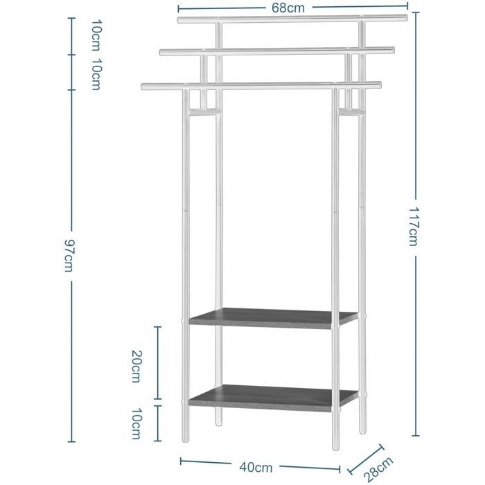 Muebles de baño EUGAD - Toallero independiente de 3 niveles - 68x28x117cm - Negro+Roble claro