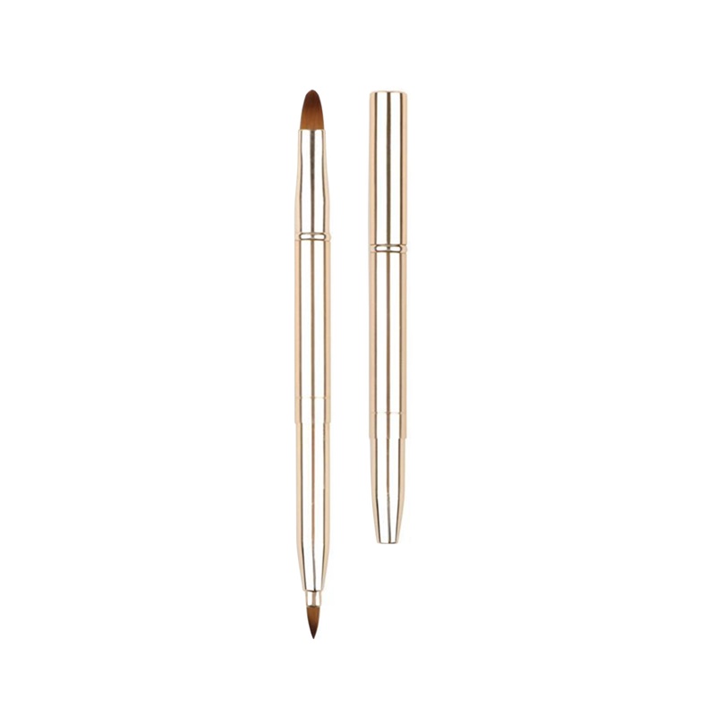 Pincel retrátil para maquiagem labial, pincel para batom e gloss, pincel telescópico de dupla função para lábios e sombra, ferramentas de beleza com tampa protetora.