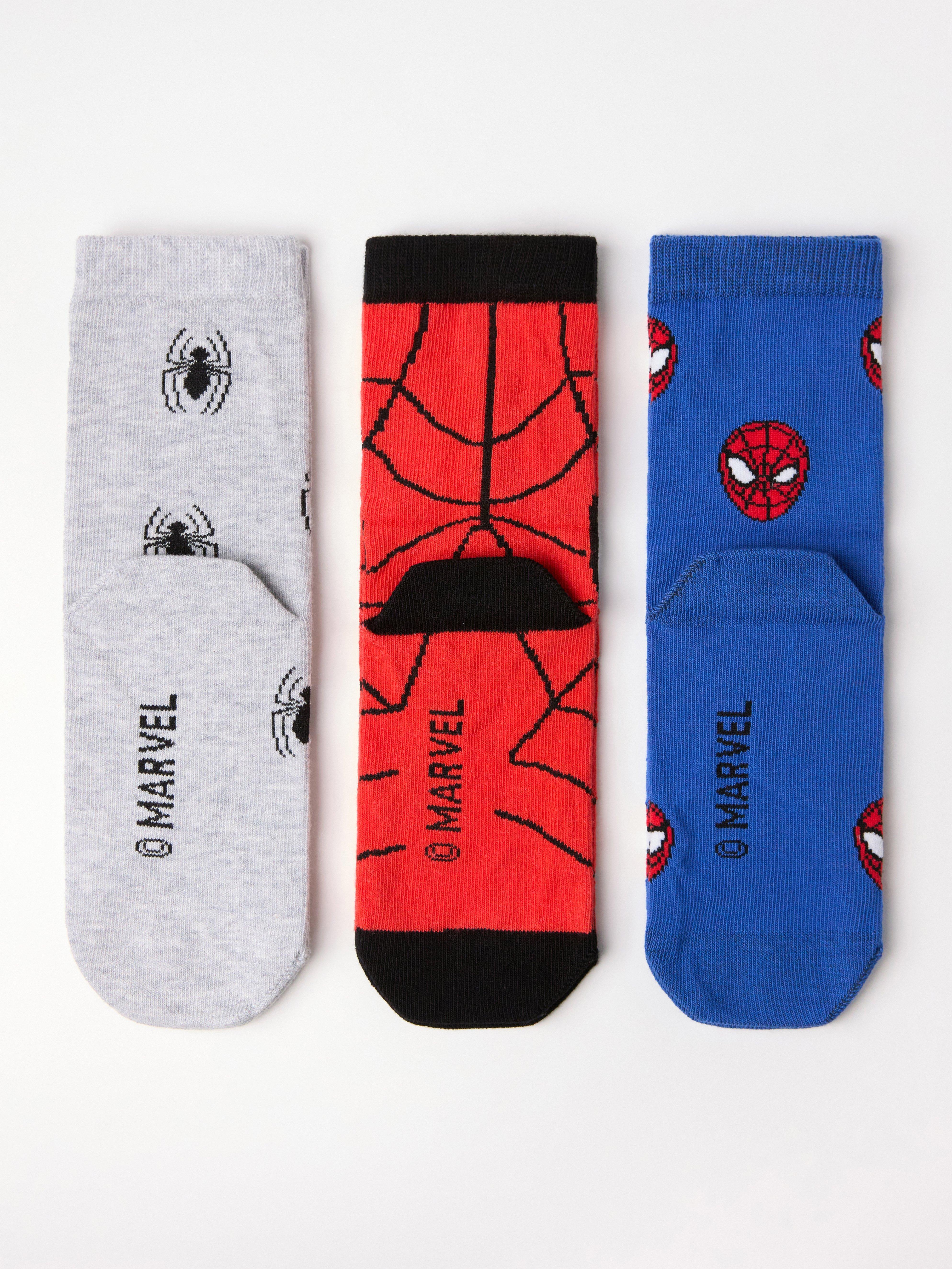 Pacote com 3 pares de meias do Homem-Aranha em tom cinza mesclado