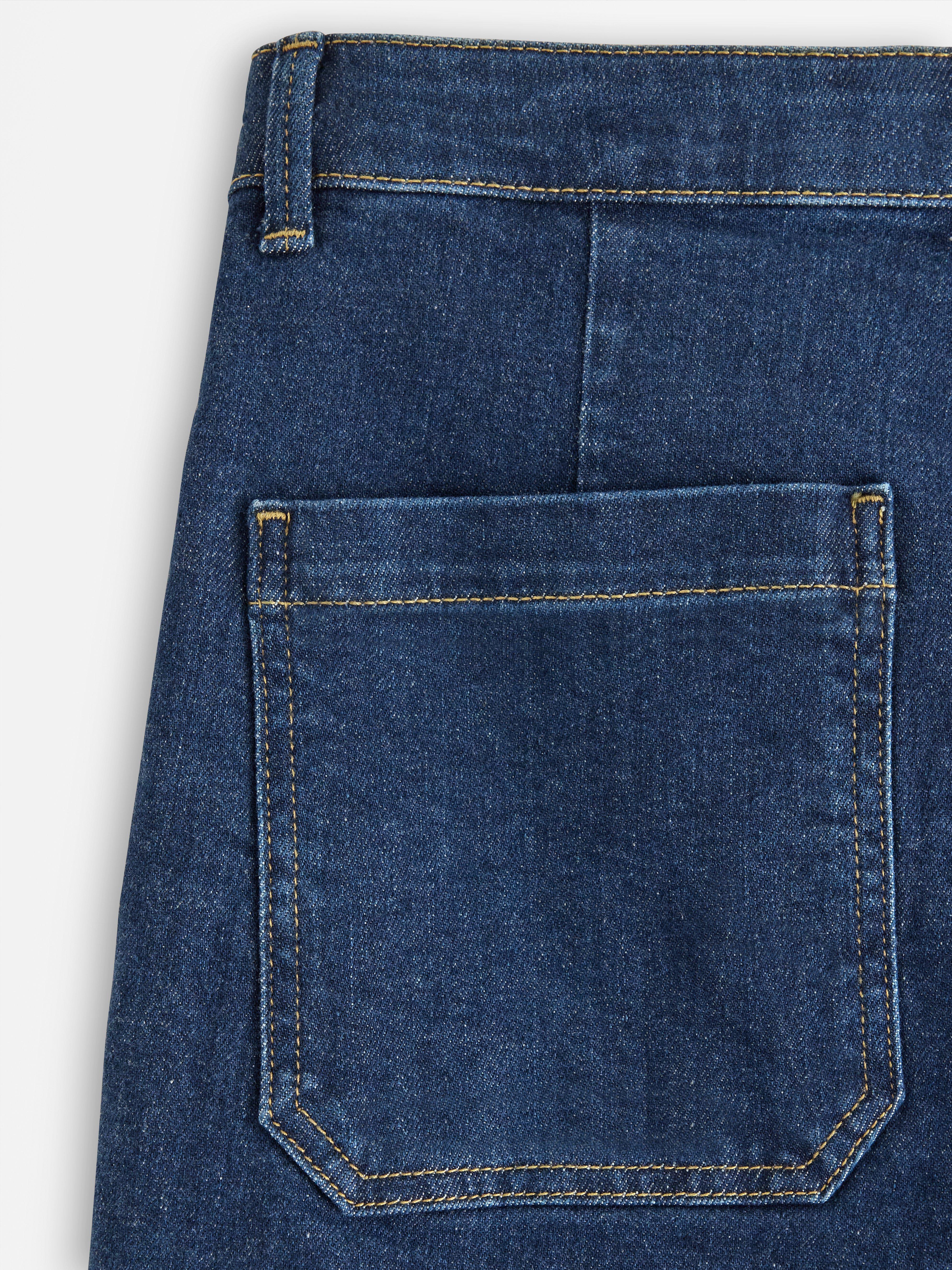 ŠIROKÉ krátké džíny Tmavý denim