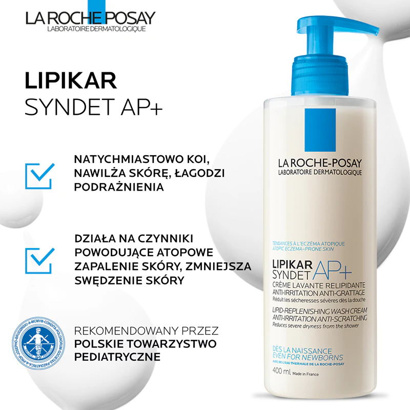 Gel de limpeza cremoso La Roche-Posay Lipikar Syndet AP+ contra irritação e coceira na pele