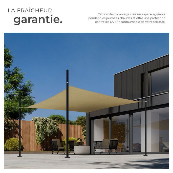 Shade sail - TECTAKE - SUNNY outdoor sun protection in tear-resistant HDPE with waterproof UV protection 3x5m - Sand