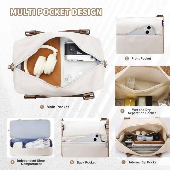 Sac de Sport Pliable avec Compartiment à Chaussures, fourre-Tout pour la Salle de Sport, Les Voyages, Les Sports de Plein air