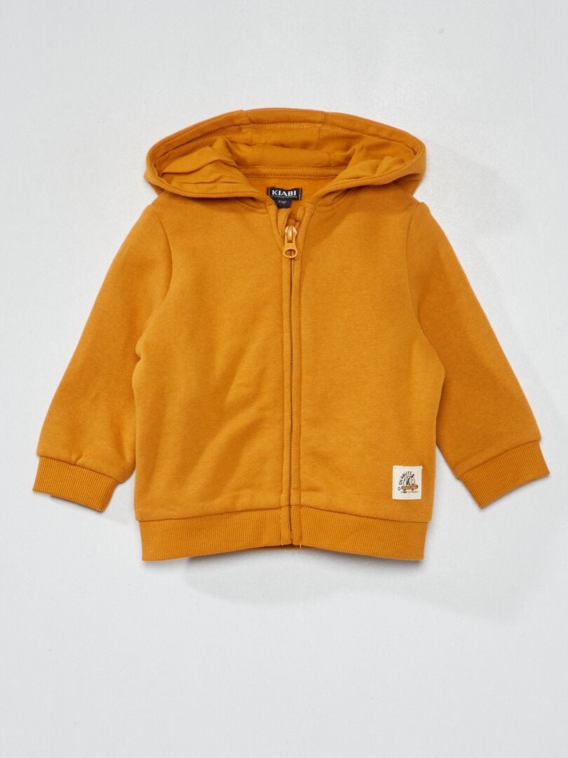 Moletom com zíper em tecido fleece - AMARELO