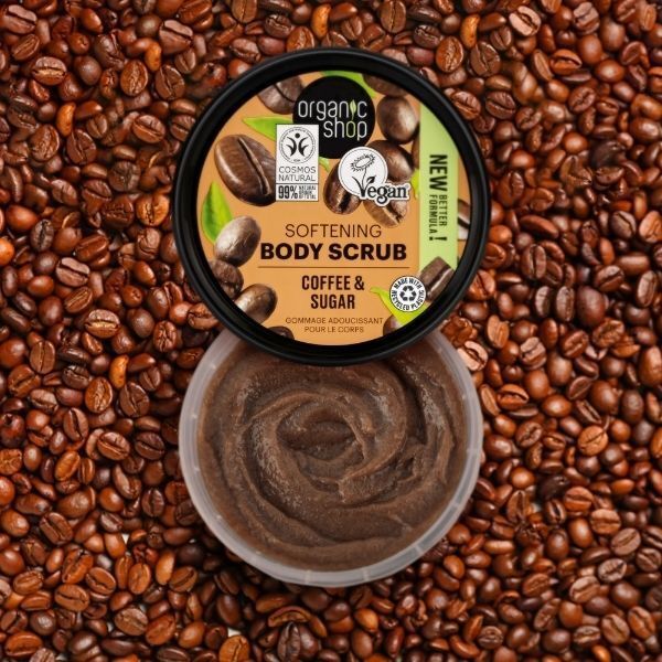 Ekologisk butiksmjukgörande kroppsskrubb kaffe och socker 250ml